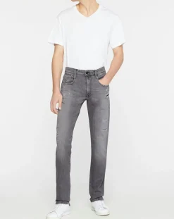 Discount Replay Jean Slim en Coton Bio aged anbass 10y des gris