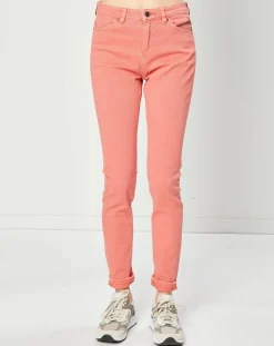Femme Esprit Jean Slim en Toile de coton rose