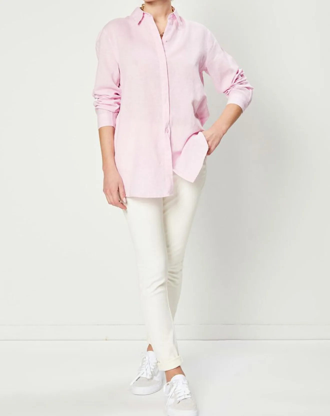 Femme Esprit Jean Slim en Toile de coton blanc