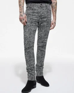 Online The Kooples Jean Slim Punk Léopard noir