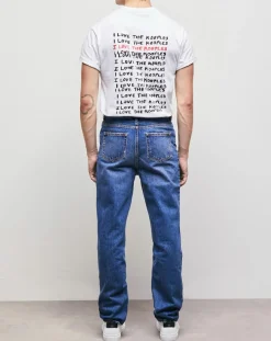 Outlet The Kooples Jean Straight delavé bleu denim