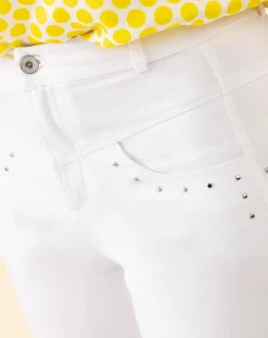 Femme Bleu Blanc Rouge Jean Trefle blanc