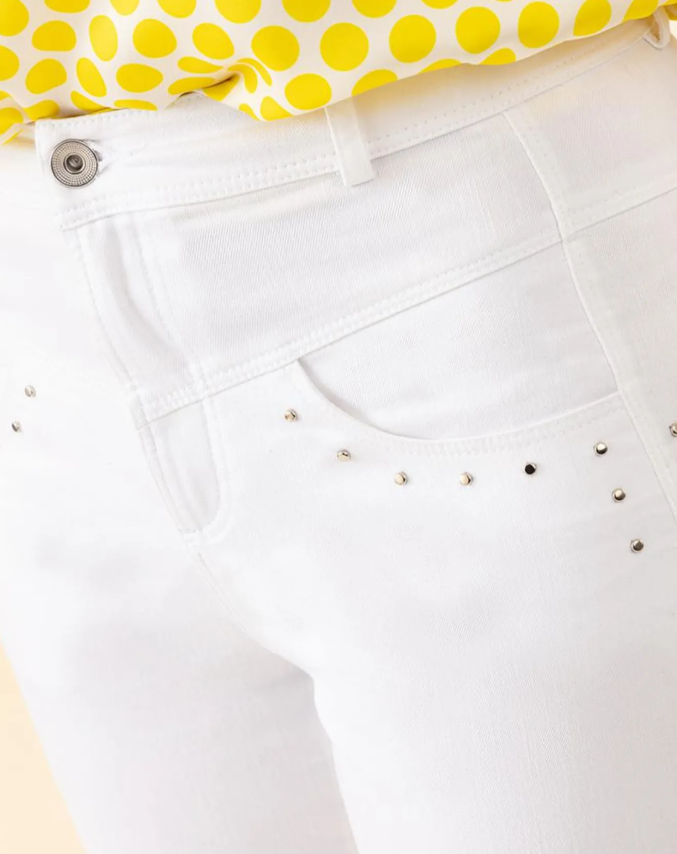 Femme Bleu Blanc Rouge Jean Trefle blanc