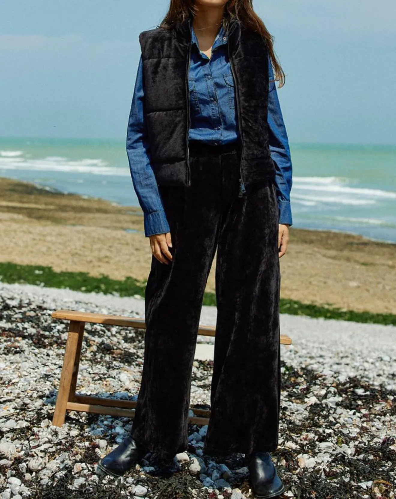 Femme Lauren Vidal Jogging en Velours Zana noir