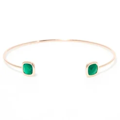 New Moonstone Jonc Rosy Agate verte en laiton rosé