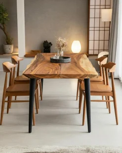 Uniqka Kanpur - Table repas en suar massif L160 cm 6 pers.