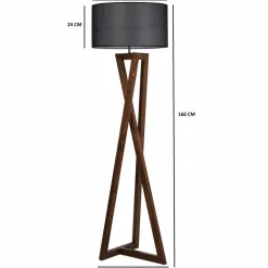 Outlet Opviq Lampadaire Macka noir/noyer - D.45x166 cm