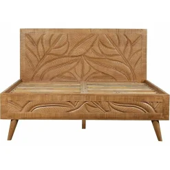Discount Bois & Chiffons Lit sculpté manguier floria marron - 165x212x110 cm