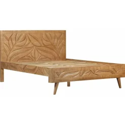Discount Bois & Chiffons Lit sculpté manguier floria marron - 165x212x110 cm