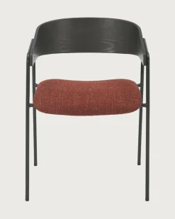 Uniqka lot de 4 Chaise wisla en tissu avec dossier en bois et pieds en métal