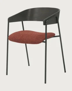 Uniqka lot de 4 Chaise wisla en tissu avec dossier en bois et pieds en métal