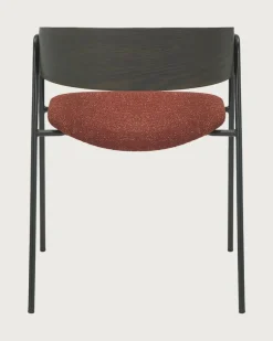 Uniqka lot de 4 Chaise wisla en tissu avec dossier en bois et pieds en métal