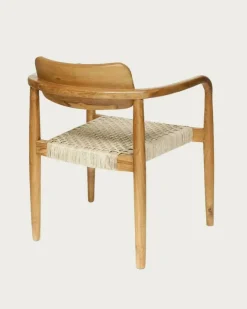 Uniqka Lot de 2 chaises Kimo en teck massif et corde beige- marron