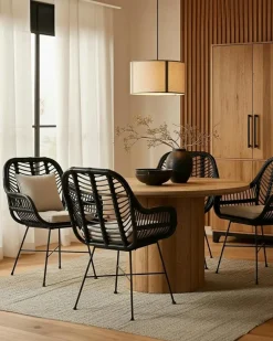 Sale Uniqka Lot de 4 chaises Myko en rotin noir