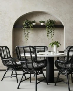 Uniqka Lot de 4 chaises Sapporo en rotin noir