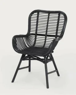 Uniqka Lot de 4 chaises Sapporo en rotin noir