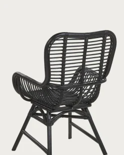 Uniqka Lot de 4 chaises Sapporo en rotin noir