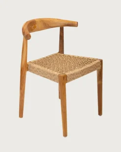 Uniqka Lot de 2 chaises Soa en teck massif et corde synthétique