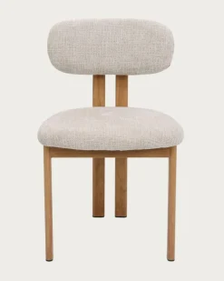 Uniqka Lot de 4 chaises Zuno en tissu beige et pieds métal