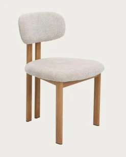 Uniqka Lot de 4 chaises Zuno en tissu beige et pieds métal