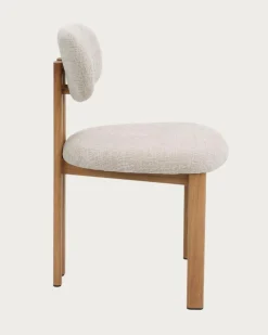 Uniqka Lot de 4 chaises Zuno en tissu beige et pieds métal