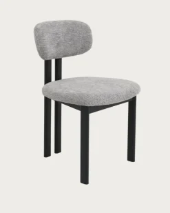 Uniqka Lot de 4 chaises Zuno en tissu grise et pieds métal