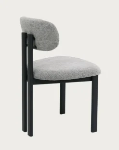 Uniqka Lot de 4 chaises Zuno en tissu grise et pieds métal