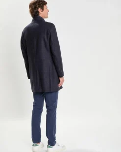 Clearance Hackett London Manteau 100% Laine Membrane amovible imprimé Prince de Galles bleu