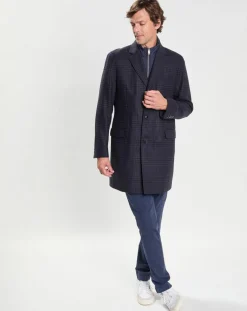 Clearance Hackett London Manteau 100% Laine Membrane amovible imprimé Prince de Galles bleu