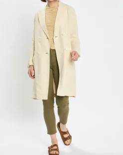 Femme Marc O'Polo Manteau 100% Lin double boutonnage beige