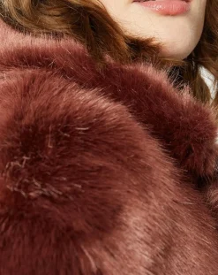 Clearance Manoush Manteau court en Fausse Fourrure Bijou choco