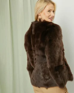 Femme MaxMara Manteau court réversible en Cuir & Fourrure Aggravi marron