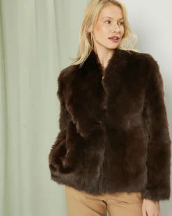 Femme MaxMara Manteau court réversible en Cuir & Fourrure Aggravi marron