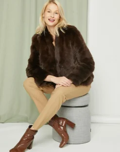 Femme MaxMara Manteau court réversible en Cuir & Fourrure Aggravi marron