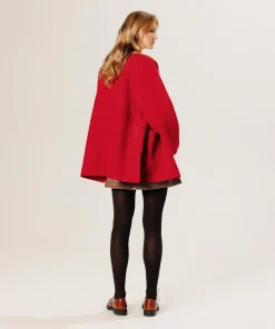Clearance Rodier Manteau Dolorès 100% laine evasé rouge