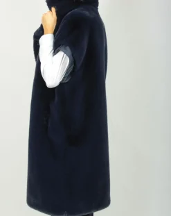 Femme Lauren Vidal Manteau en Fausse Fourrure Luna bleu foncé