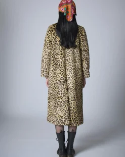 Hot Manoush Manteau en Fausse Fourrure léopard