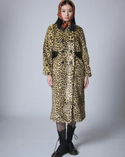 Hot Manoush Manteau en Fausse Fourrure léopard