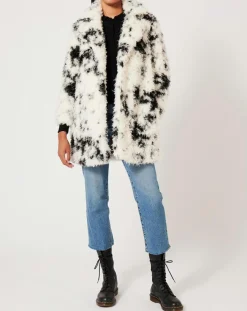 Hot Manoush Manteau en fausse fourrure Hippy Nounours noir/blanc