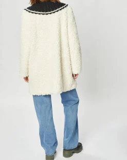 Sale Manoush Manteau en Fausse Fourrure Nounours col amovible écru