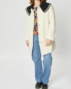 Sale Manoush Manteau en Fausse Fourrure Nounours col amovible écru