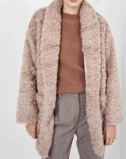 Discount See u Soon Manteau en fausse fourrure Menthe vieux rose