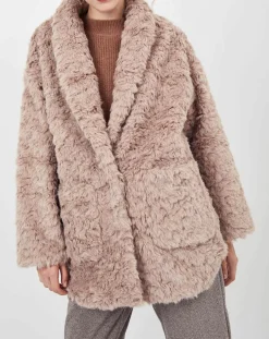 Discount See u Soon Manteau en fausse fourrure Menthe vieux rose