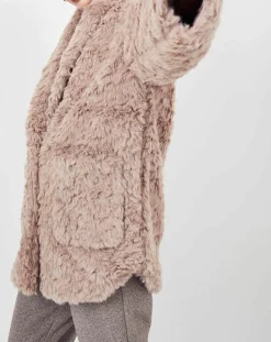 Discount See u Soon Manteau en fausse fourrure Menthe vieux rose