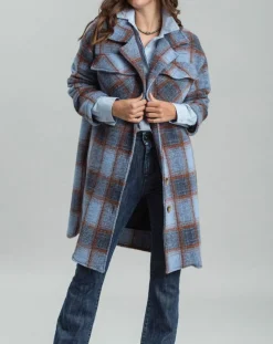 New Lauren Vidal Manteau en Laine mélangée Biba ciel