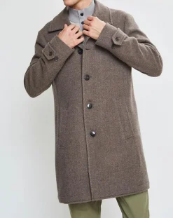 Homme Hackett London Manteau en Laine mélangée Chevron beige foncé