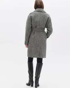 Femme Caroll Manteau en Laine mélangée Granta pied-de-poule écru