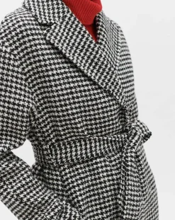 Femme Caroll Manteau en Laine mélangée Granta pied-de-poule écru