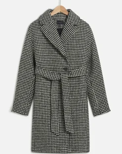 Femme Caroll Manteau en Laine mélangée Granta pied-de-poule écru