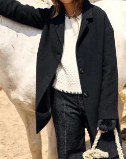 Hot Lauren Vidal Manteau en Laine mélangée Mirav noir